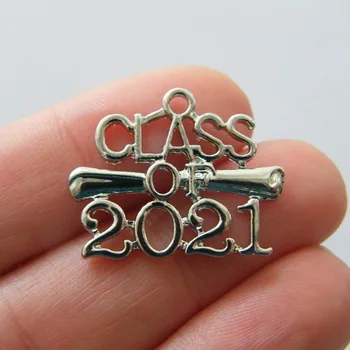

Yamily 10pcs/20*26mm Class of 2021 graduation charms Zinc alloy Class of 2021 Charms Pendant DIY Jewelry Making