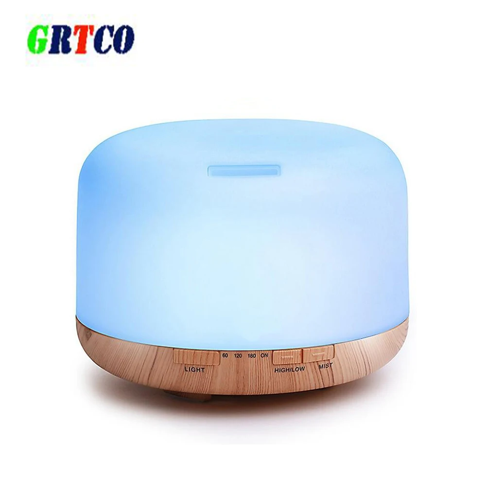 

GRTCO 500ml Air Humidifier Essential Oil Diffuser Aroma Lamp Aromatherapy 7 Color Wood Grain Electric Aroma Diffuser Mist Maker