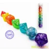 Bescon Unicorns Rainbow Sparkled Polyhedral D&D Dice Set of 7 Colorful RPG Role Playing Game Dice 7pcs Set 5
