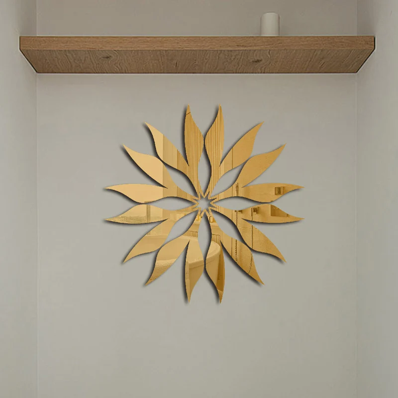 3D креативная Геометрическая абстрактная акриловая зеркальная Настенная Наклейка солнцезащитный дизайн настенная художественная наклейка s для спальни гостиной домашнее украшение - Цвет: Золотой