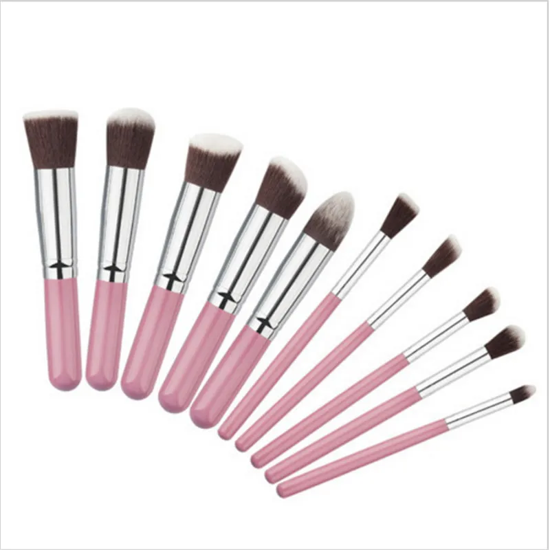 

Professional 10 Pcs Superior Soft Cosmetics Makeup Brush Set Woman Kabuki Brushes Blush Contour Brushes Multiple Choice Of Color
