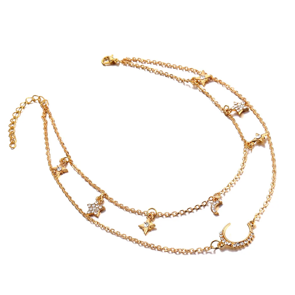 IPARAM Women’s Vintage Multi-layer Star Moon Crystal CHOKER Necklace 2020 Bohemian Neck Jewelry Fashion Jewelry Party Gift