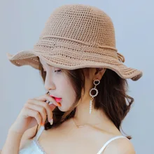 Новая маленькая свежая летняя Панама женская универсальная Милая дышащая складная шляпа для защиты от солнца Солнцезащитная шляпа женская