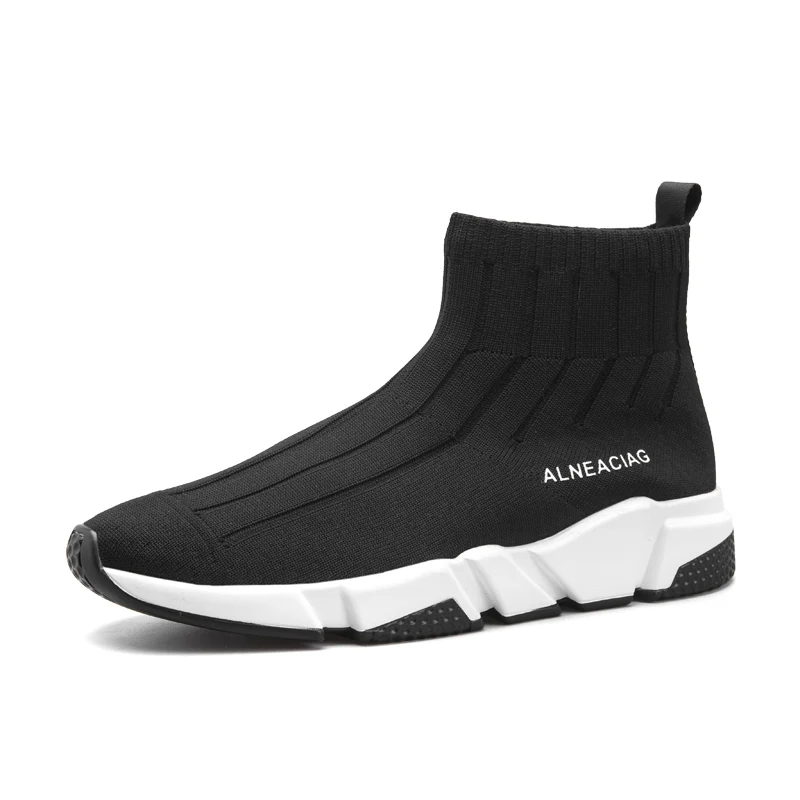 

2018 Men Casual Shoes Knitting Soft Breathable High Top Sock Sneakers Men Summer Flats Shoes