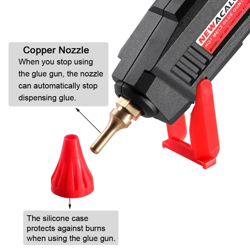 Günstig NEWACALOX EU UNS 60W 100W DIY Hot Melt Kleber Pistole Industrielle Kupfer Düse Gluegun 10pc 11mm Kleber Pistole Sticks Kunst DIY Reparatur Werkzeug
