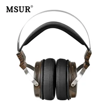 Cheaper MSUR N650 Wooden Metal Hifi Music DJ Headphone Headset Earphone With Beryllium Alloy Driver Portein Leather High Quality