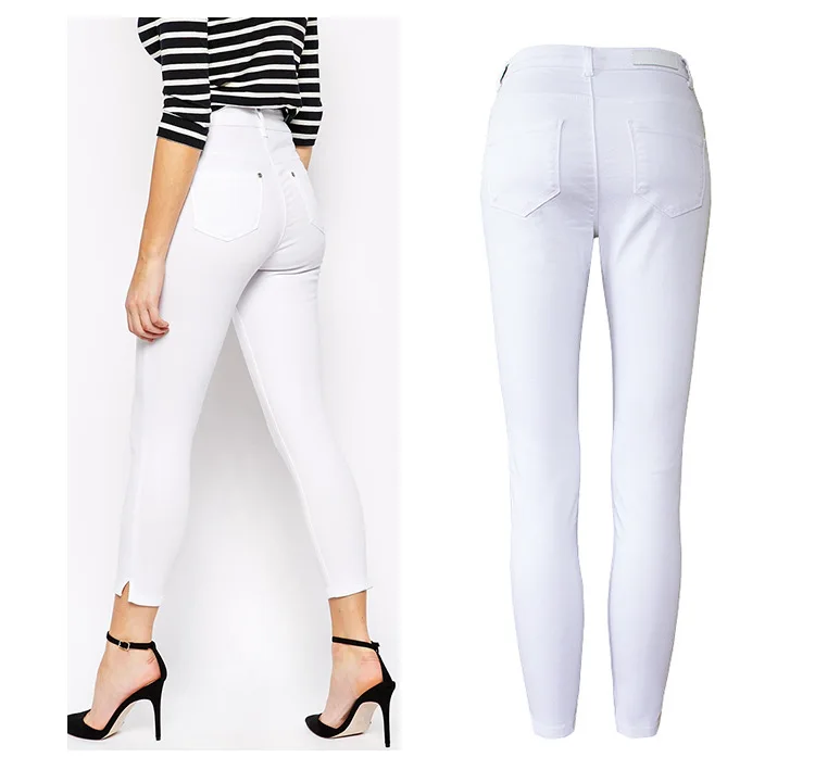 Office Lady High Waist White Jeans Women Top Quality Cotton Slim Elasticity Skinny Denim Leisure Simple Push Up Pantalon Femme cargo pants