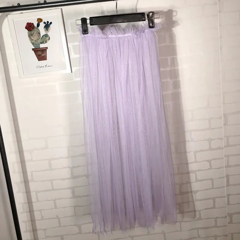 Летняя Новинка, сетчатая трикотажная юбка, прозрачная Однослойная сетчатая юбка, перспективная полуюбка, женские фатиновые юбки, Faldas Largas Mujer - Цвет: purple