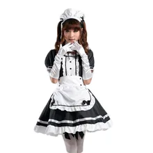 Cosplay de anime japonés de dibujos animados juego lolita dress n23552 restaurante café y criada en blanco y negro