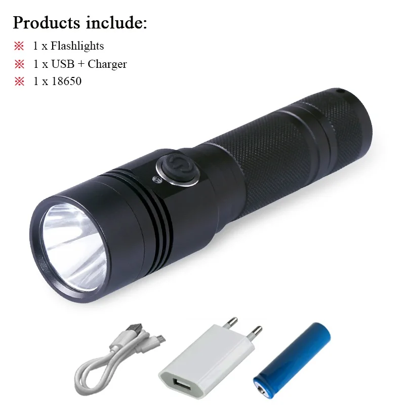 6000 люмен высокомощный Тактический светильник-вспышка USB XML-L2 мощный светодиодный светильник-вспышка 18650 аккумулятор водонепроницаемый фонарь для кемпинга - Испускаемый цвет: T6