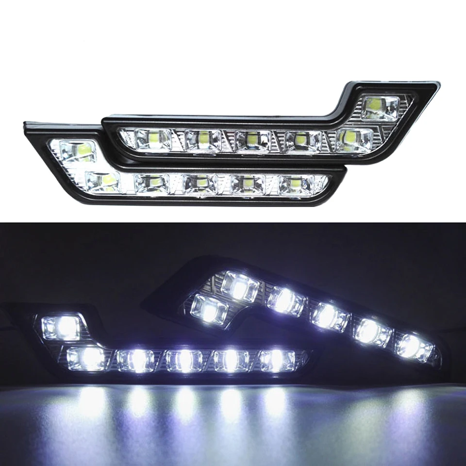 

2Pcs/lot Bright White Light 6 LED DRL 7 Shape Car LED Daytime Running Light For Audi Mercedes Kia HEHEMM