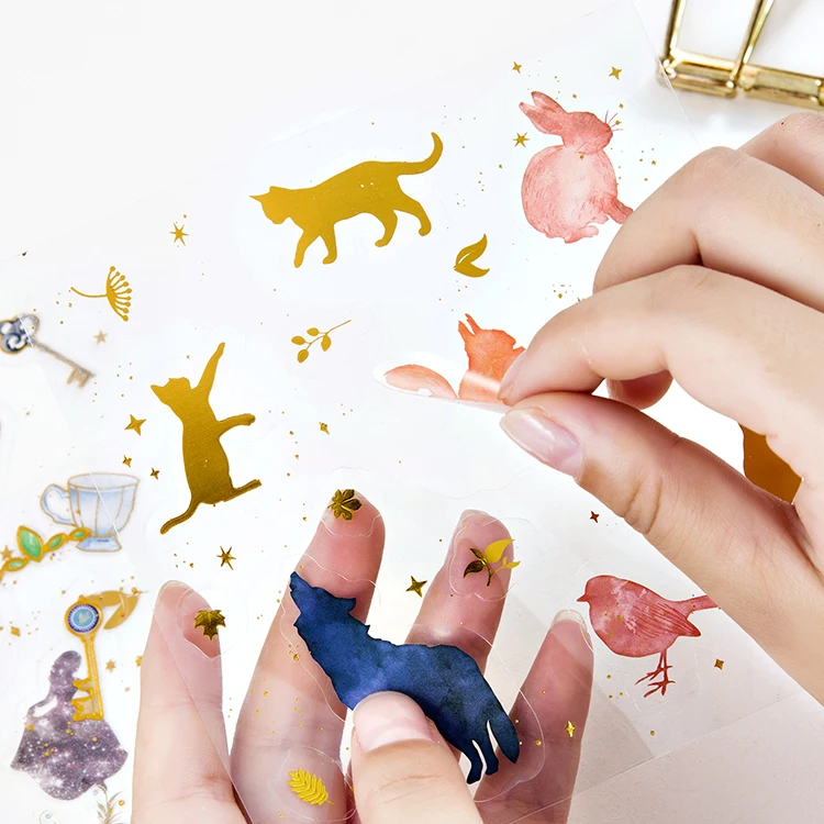 AAGU 1PC Foil Christmas Stickers Scrapbooking Custom/Halloween/Cute/ Buliet Journal Stickers Adhesive Planner Sticekrs