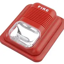 Fire Alarm Siren Red Sound and White Flash Light for Fire Safety Systems