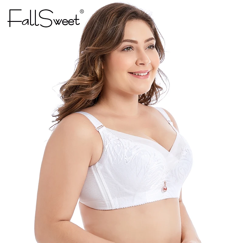FallSweet Full Coverage Comfortable Bra for Women Full Cup Non Padded Minimizer Bra White Black