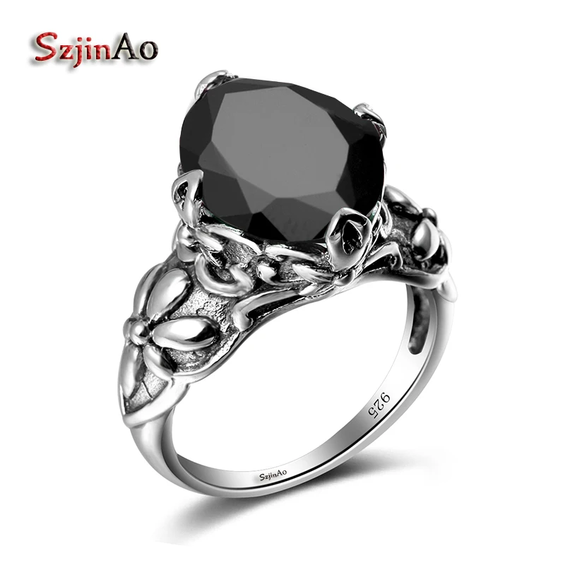 

Szjinao Punk Retro 925 Sterling Silver Ring Personality Trend Victorian Zircon Ancient Wedding Bands for Women Wholesale