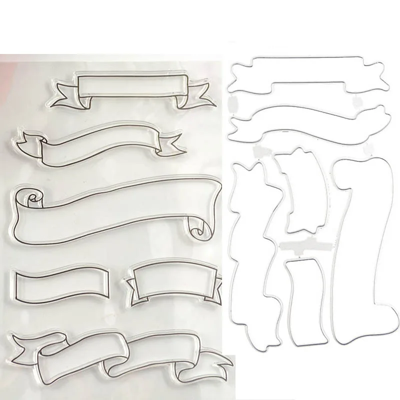 

Sorts of banner Transparent clear stamp/Matched Metal Cutting Die Stencil for DIY Scrapbooking Decorative Embossing card making