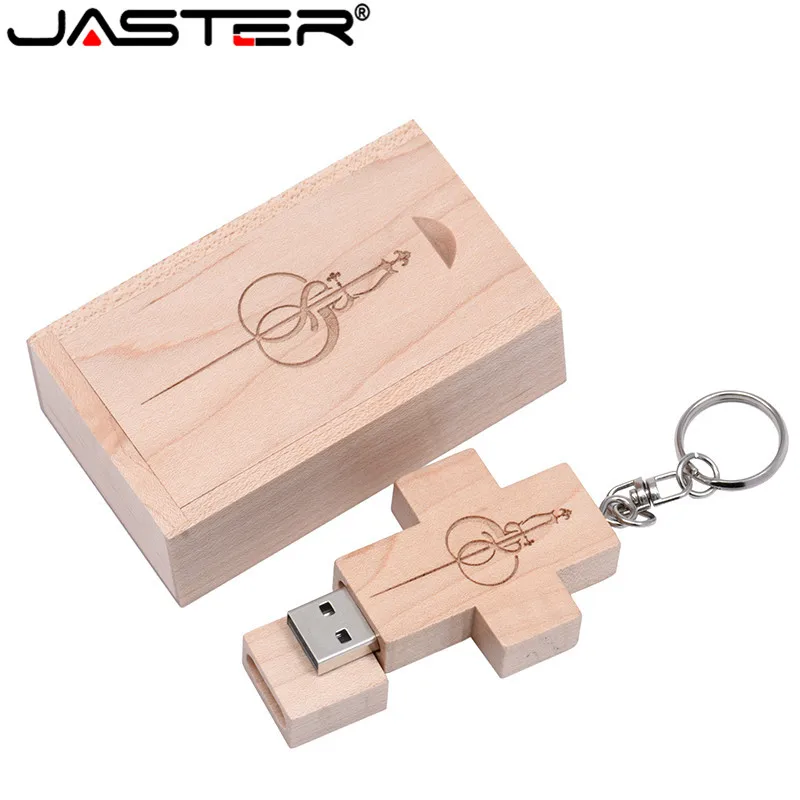 JASTER логотип клиента деревянный крест USB + коробка флэш накопитель карта памяти