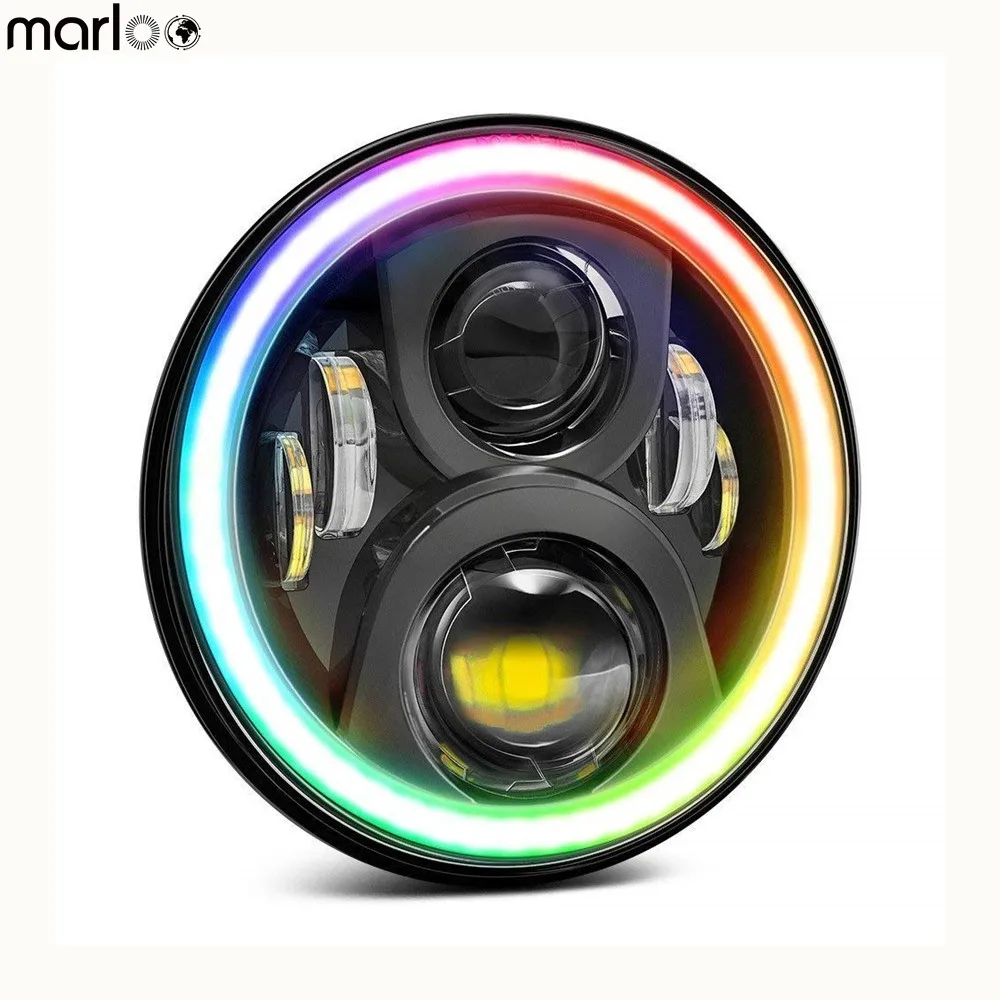 

Marloo RGB Halo Harley Led Headlights 7inch Bluetooth Phone APP Control Headlamp for Harley Davidson Touring Street Glide