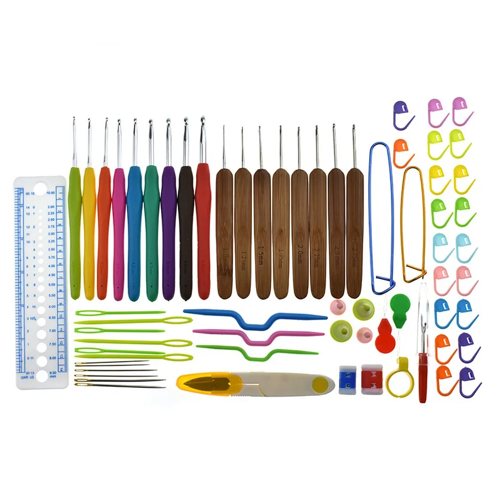 

DIY Aluminum Crochet Set Hooks Knitting Needles Sweater Weaving Tools Kit Set With Box Hand Sewing Clothing Accessories