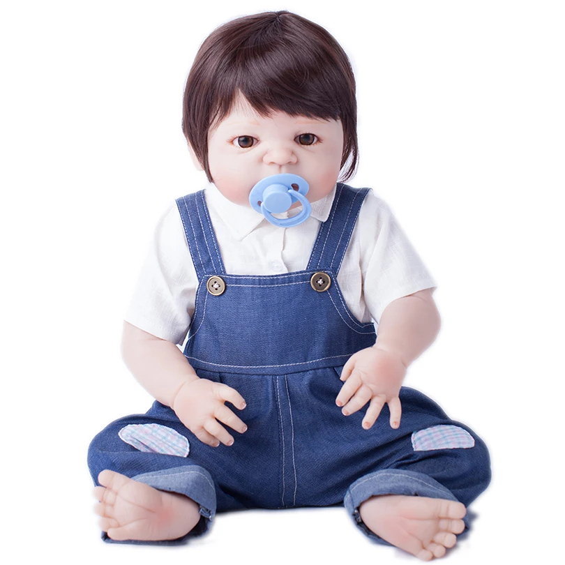 55 см силиконовая кукла Reborn Baby Boy игрушка как настоящая виниловая для