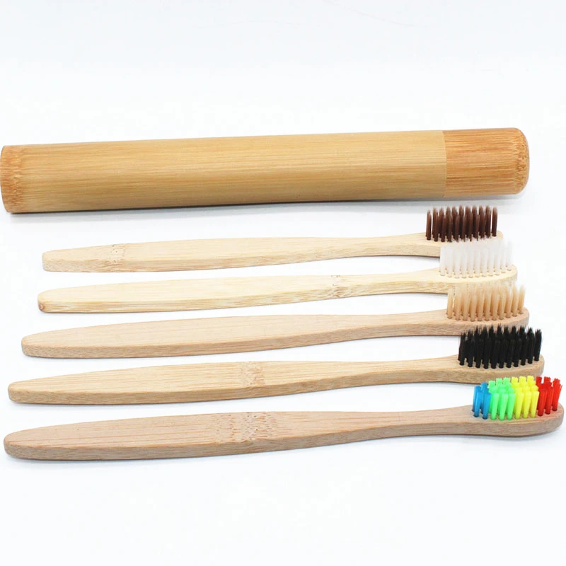 Бамбуковая зубная щетка + бамбуковая трубка 8,3 дюймов для зубной щетки эко чехол ручной работы зубная щетка аксессуары