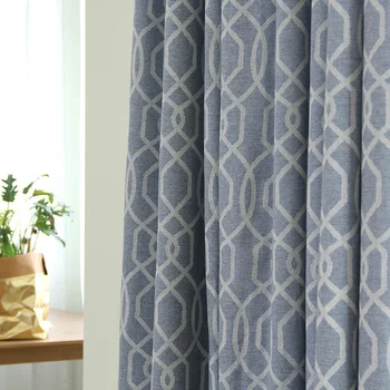 

Custom curtain high class Nordic minimalist geometry flocked thicken shading bedroom livingroom cloth blackout curtain M349