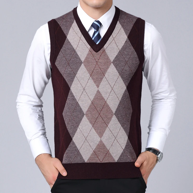 

2020 New Fashion Brand Sweaters Mens Pullovers V Neck Slim Fit Jumpers Knit Sleeveless Autumn Korean Style Casual Men Clothes