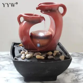 

Indoor Decoration Craft Resin Rockery Water Fountains Creative LED Home Decor Figurines Feng Shui Water Fountain Office Crafts