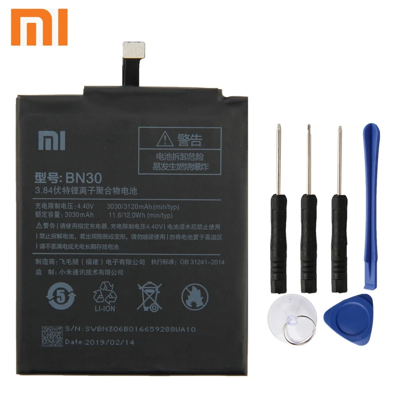 

Xiao Mi Xiaomi Mi BN30 Phone Battery For Xiao mi Redrice Hongmi 4A Redrice 4A BN30 3120mAh Original Replacement Battery + Tool