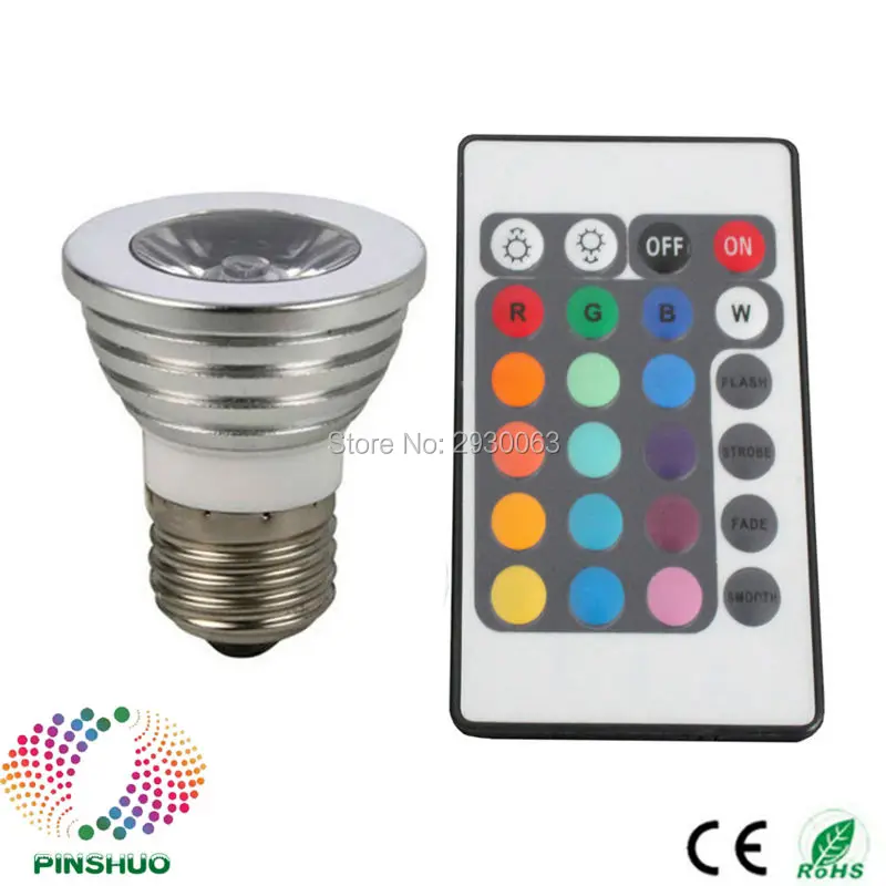 

(60PCS/Lot) 3 Years Warranty 3W LED Bulb RGB LED Spot Light E27 GU10 Remote Color Change Spotlight Lamp