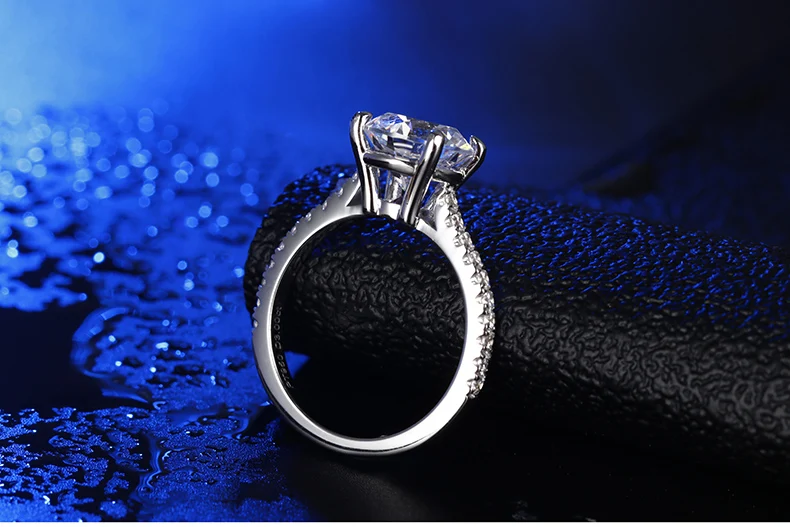 Круглая огранка 9,5 мм не поддельное кольцо из стерлингового серебра S925 пробы SONA с бриллиантом Halo изящное кольцо Уникальный стиль любовь Свадьба Помолвка