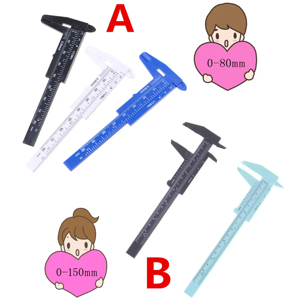 150mm / 80mm Mini Plastic Student Sliding Vernier Caliper Gauge Measurement Tool Wholesale