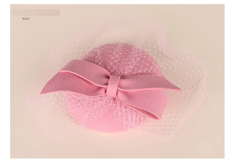 Шерстяная шляпа Fedora вуалетки для женщин элегантное розовое свадебное платье Чай Вечерние пиллбокс шерстяная шапка женская S3070