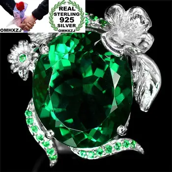 

OMHXZJ Wholesale European Fashion Woman Man Party Wedding Gift Silver Green Tortoise AAA Zircon 925 Sterling Silver Ring RR84