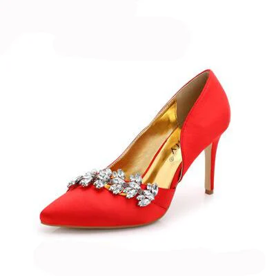 Г. Пикантные женские туфли-лодочки весенне-осенние брендовые свадебные туфли на высоком тонком каблуке с острым носком красные, белые, черные туфли на высоком каблуке размер 43 XP20 - Цвет: Красный