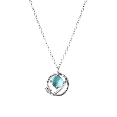 XIYANIKE 925 серебро синий стеклянный кулон с полумесяцем простой звездной моды планета ключицы цепи для женщин Bijoux VNS8570 - Окраска металла: Star month