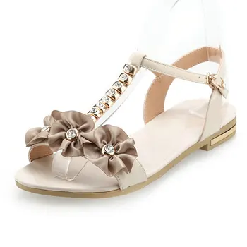 

B2-7 Size 34-43 Woman Summer Comfort Sandals Ladies T-strap Buckles Shoes Female Attractive Leisure Shoes Woman Flat Heels Shoes