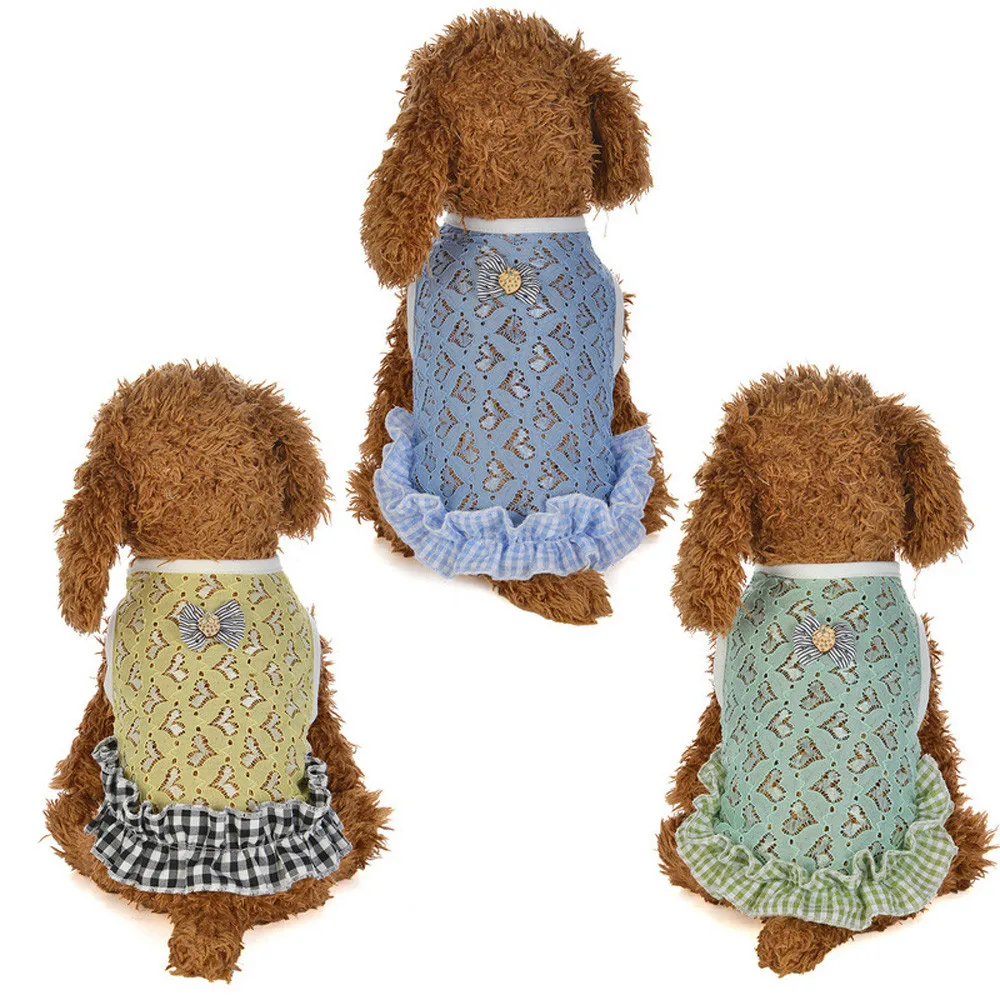 

Puppy Cat Dog Vest Mesh Skirt For Small Dogs Spring Summer Pet Girls Clothes Sleeveless Sweet Costumes Polyester Size XS~XL F416