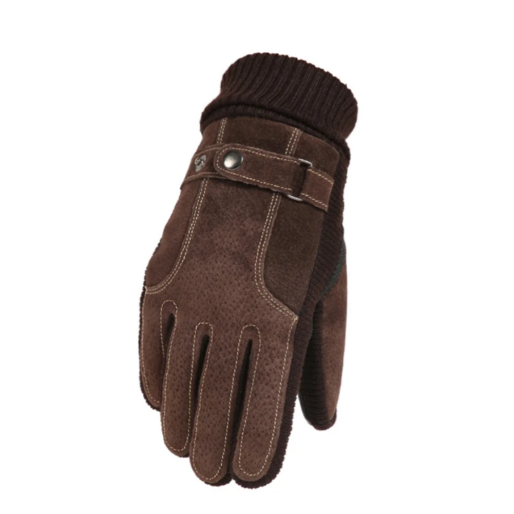 Принадлежности для мотоциклов мужские зимние теплые и ветрозащитные плюс бархатные толстые кожаные перчатки Outdoo наружные кожаные перчатки с сенсорным экраном