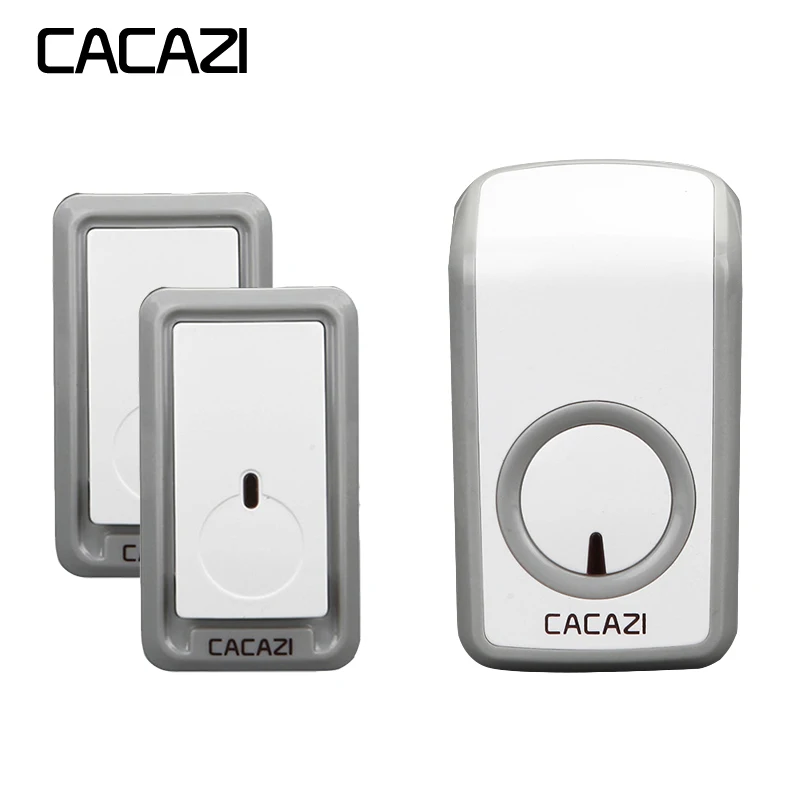 

CACAZI Wireless Doorbell Waterproof 350M Remote 2 Button 1 Receiver US EU UK Plug LED Light Home Cordless DoorBell 48 Chimes