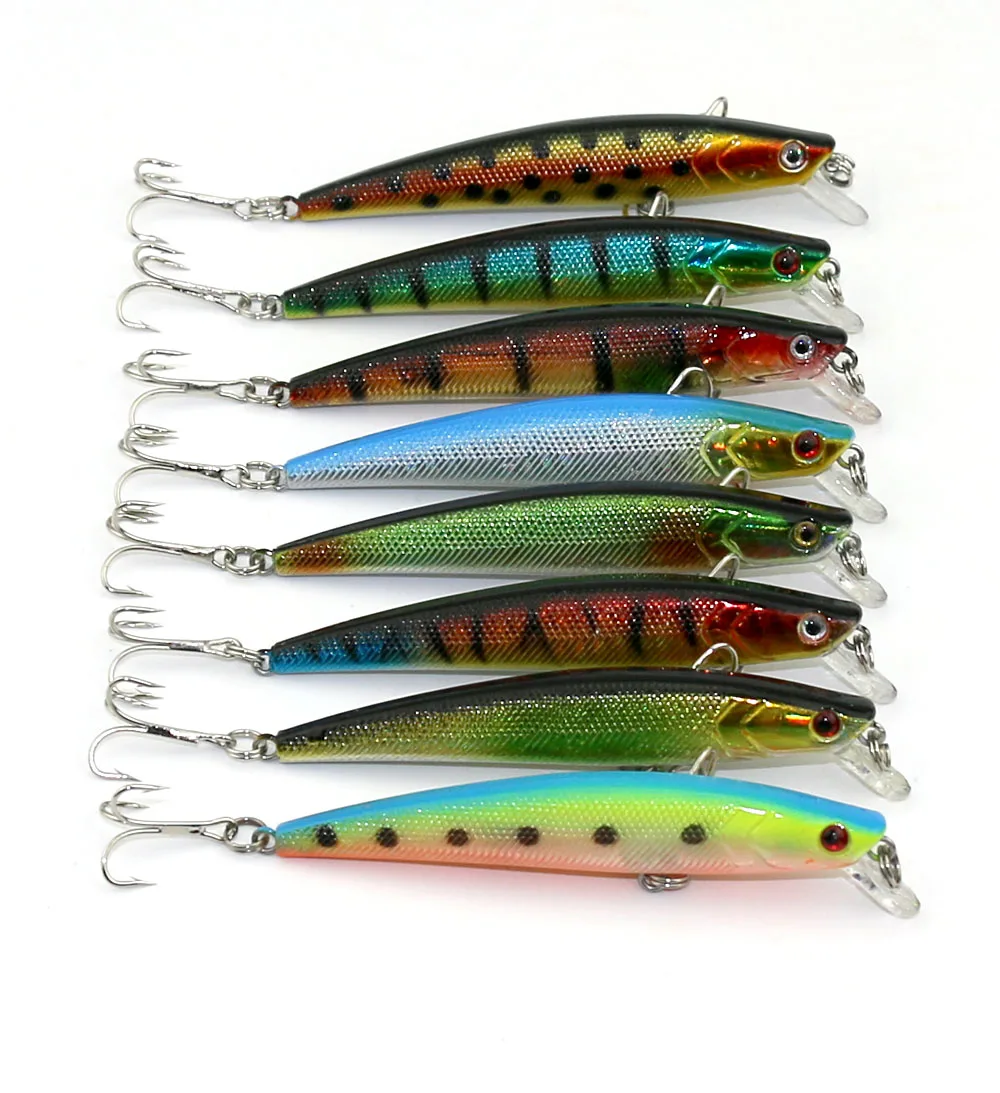  8 pcs Minnow Fishing lures Artificial hard bait Plastic crankbait Carp Fishing Hooks Bass Diving De