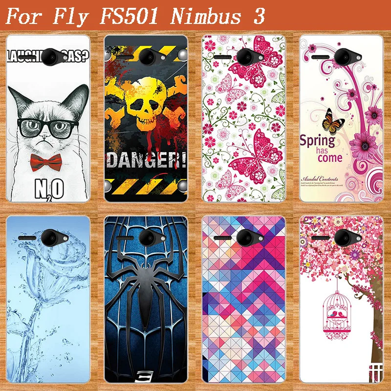 

Soft TPU Silicone Painted Protective Phone Cover DIY Case For Fly Nimbus 3 FS501 Phone Back Covers For Fly FS501 FS 501 Case