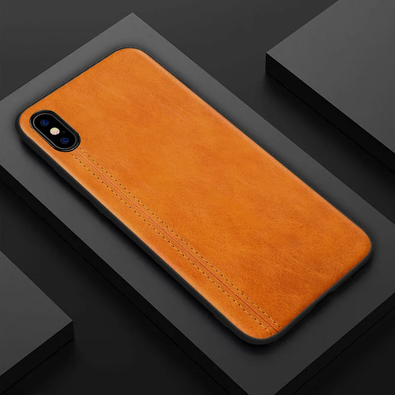 New Fall-Proof Protective Leather Case For iPhone 6 7 8 Plus Cover Iphone Xs Retro-Textured Mobile Phone |