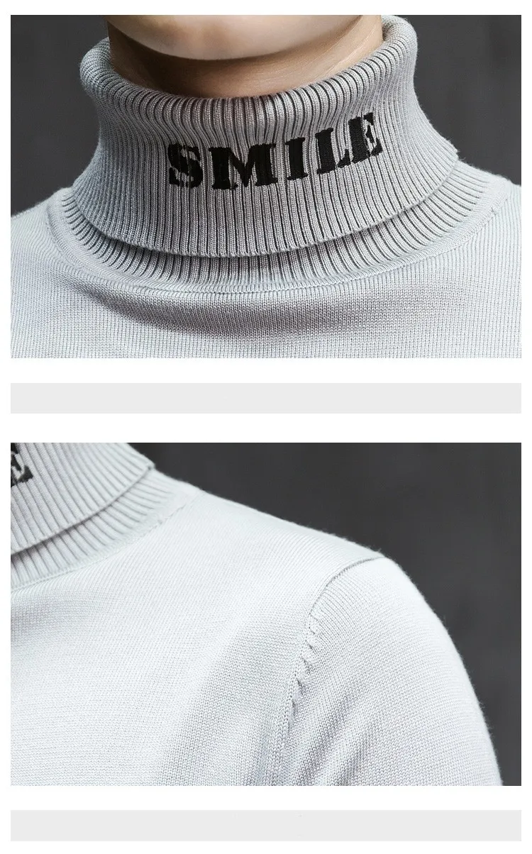 Idopy Корейский осень зима свитер для мужчин Фирменная Новинка Slim Fit высокий воротник пуловеры для женщин Письмо печати с длинным рукаво