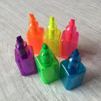 

6color/set Nail-polish Bottle Shape Highlighters Creative Marker Pens School Stationery Portable Art Drawing Fluorescent Pen