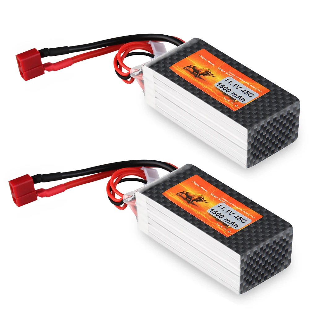 

2X Lipo Battery 11.1V 3S 45C 1500mAh with Deans Connector for RC Airplane Boat