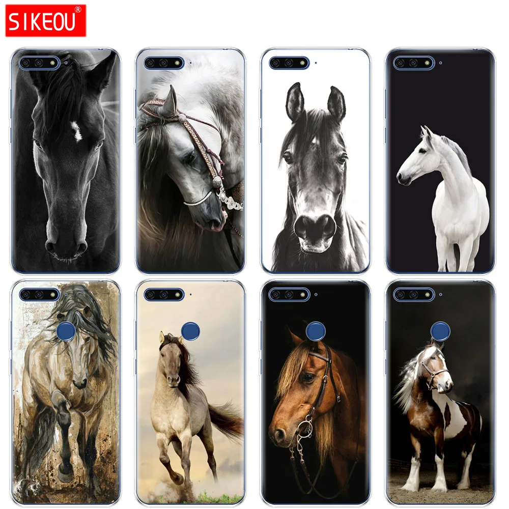 

Silicone Cover Phone Case For Huawei Honor 7A PRO 7C Y5 Y6 Y7 Y9 2017 2018 Prime Fine horse art