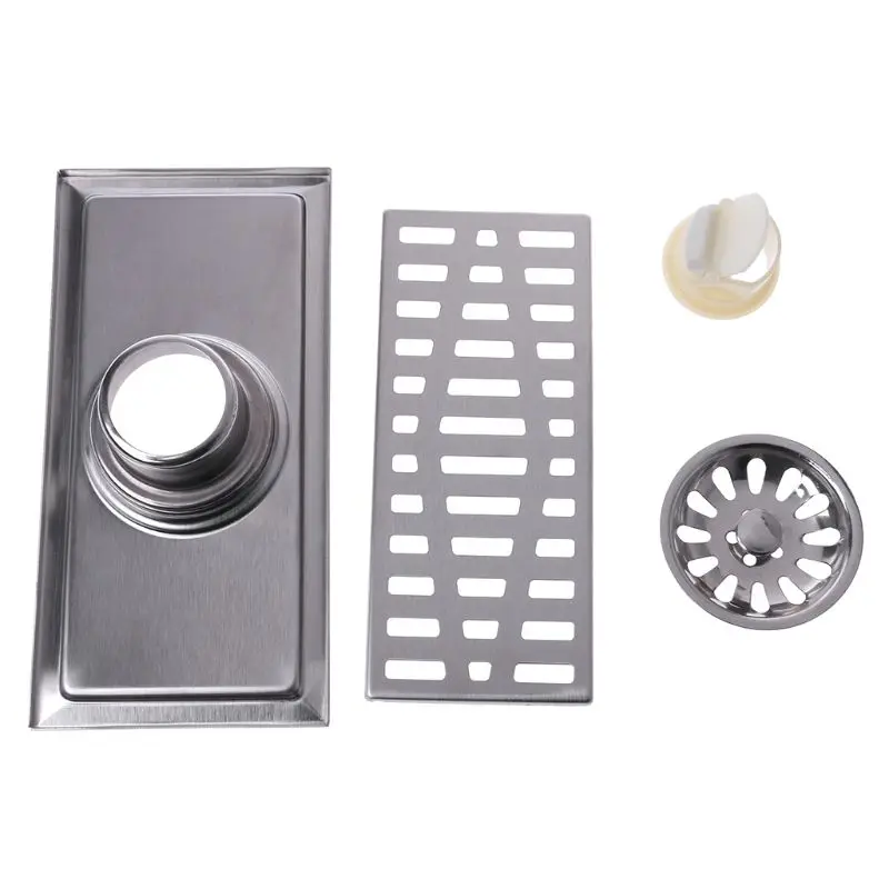 

Rectangle Stainless Steel Bathroom Shower Floor Drain Kitchen Waste Grate Baffle 20x10cm