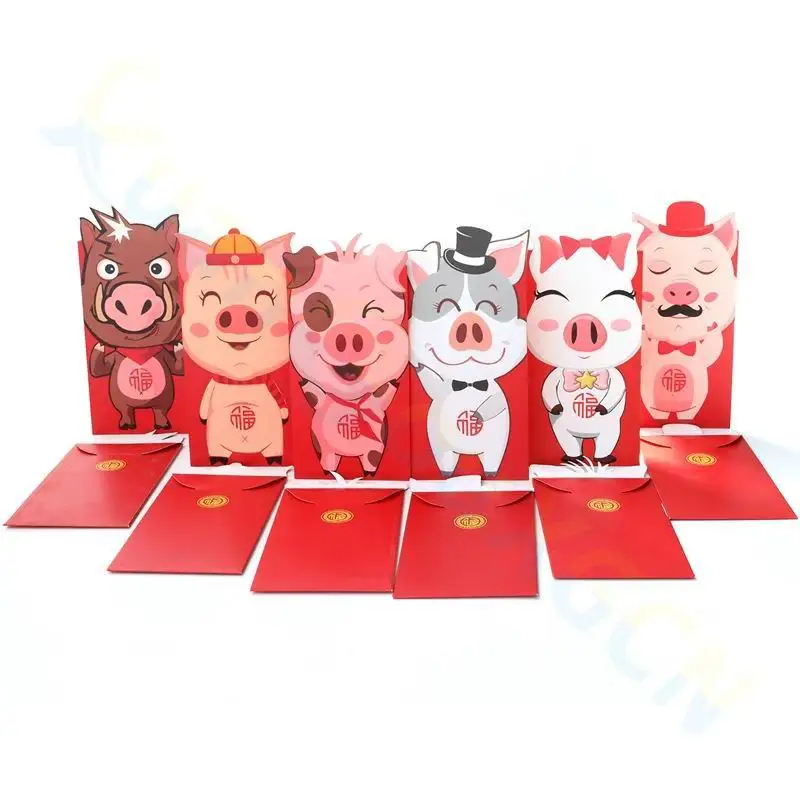 3D мультфильм Свинья красный карман зодиака малыш Lucky мешок денег Весенний