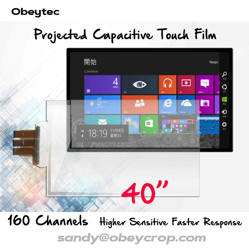 

Obeytec 40" Interactive Transparent Touch Film Foil, USB Port, 10 Touch Points, 5V Power Supply, For Smart TV, Kiosk Terminal